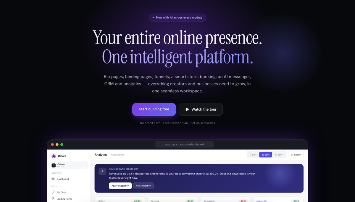 Octora landing page